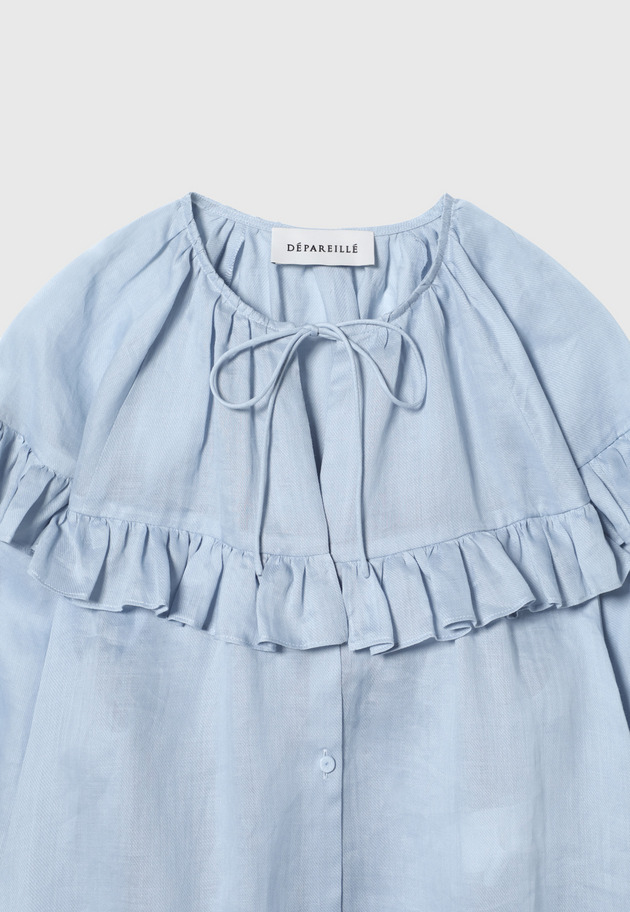 RAMIE TWILL RUFFLE BLOUSE 詳細画像 Sax 4