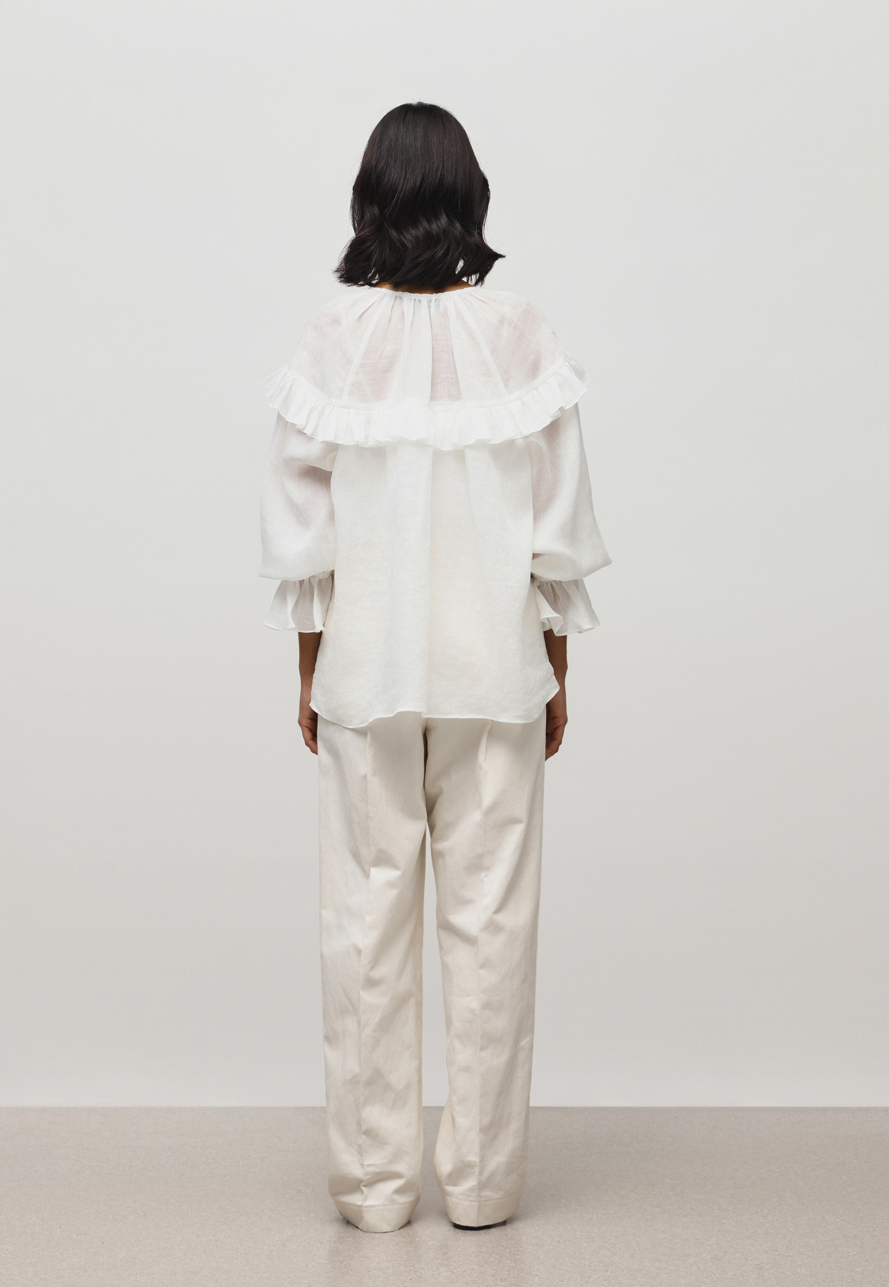 RAMIE TWILL RUFFLE BLOUSE 詳細画像 White 3