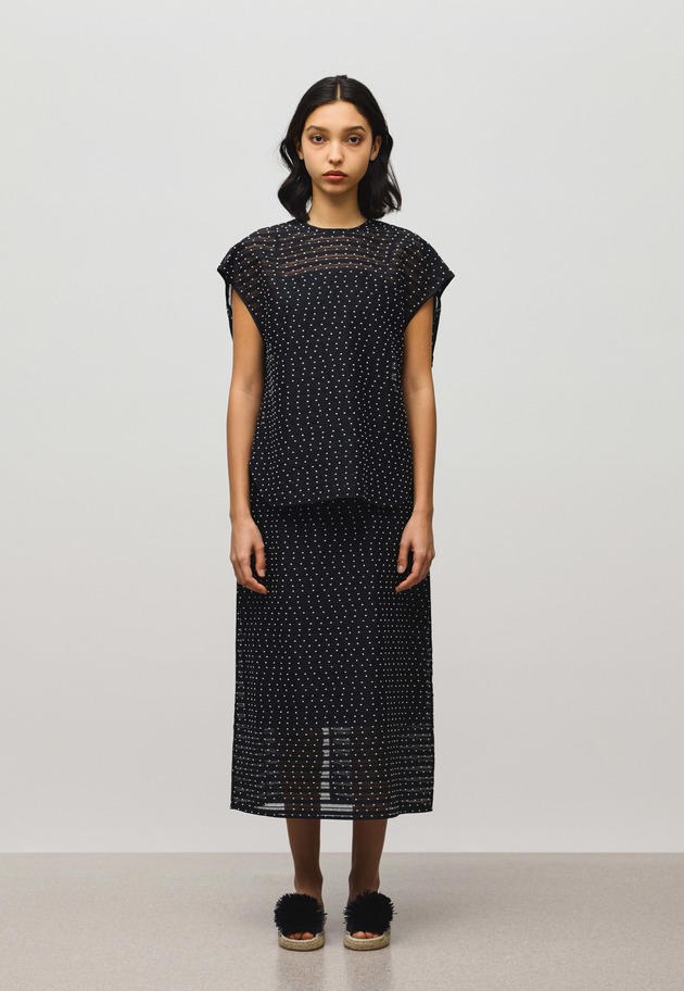 DOT BORDER JACQUARD BLOUSE 詳細画像 Black 1