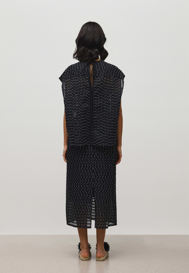 DOT BORDER JACQUARD BLOUSE 詳細画像 Black 3