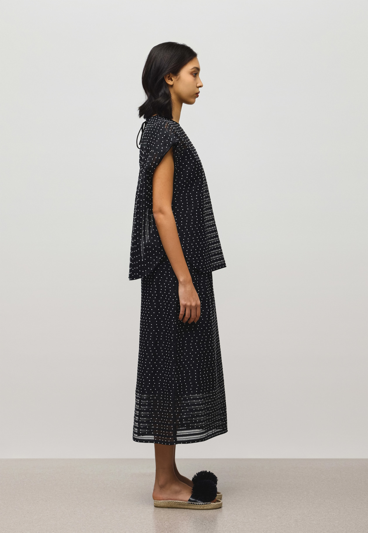 DOT BORDER JACQUARD BLOUSE 詳細画像 Black 2