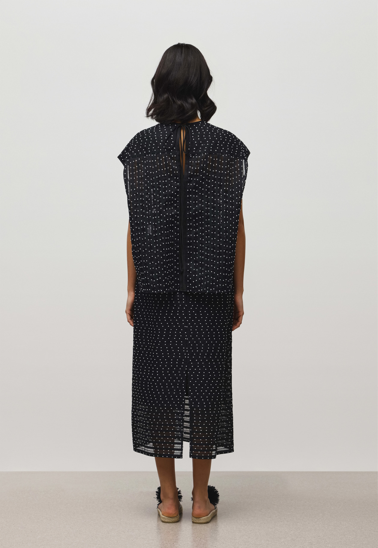 DOT BORDER JACQUARD BLOUSE 詳細画像 Black 3