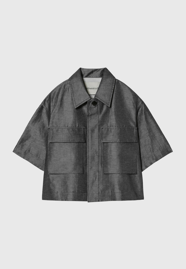 SILK LINEN SHORT SLEEVE JACKET 詳細画像 Navy 5