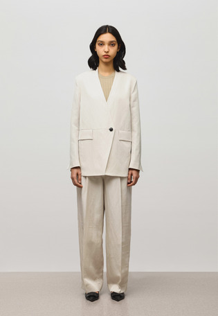 TRIACETATE LINEN NO-COLLAR JACKET