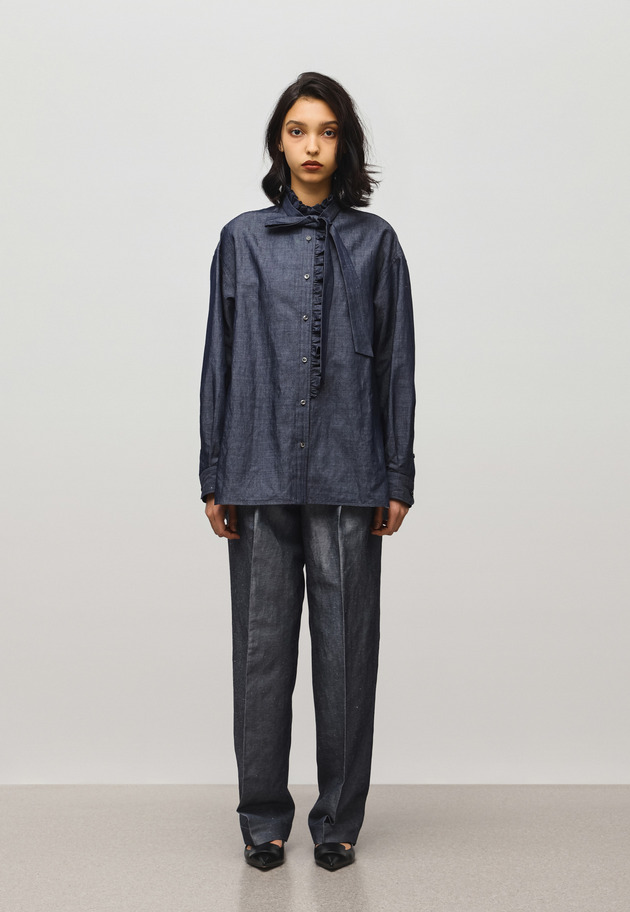 DENIM BOW SHIRT 詳細画像 Navy 1