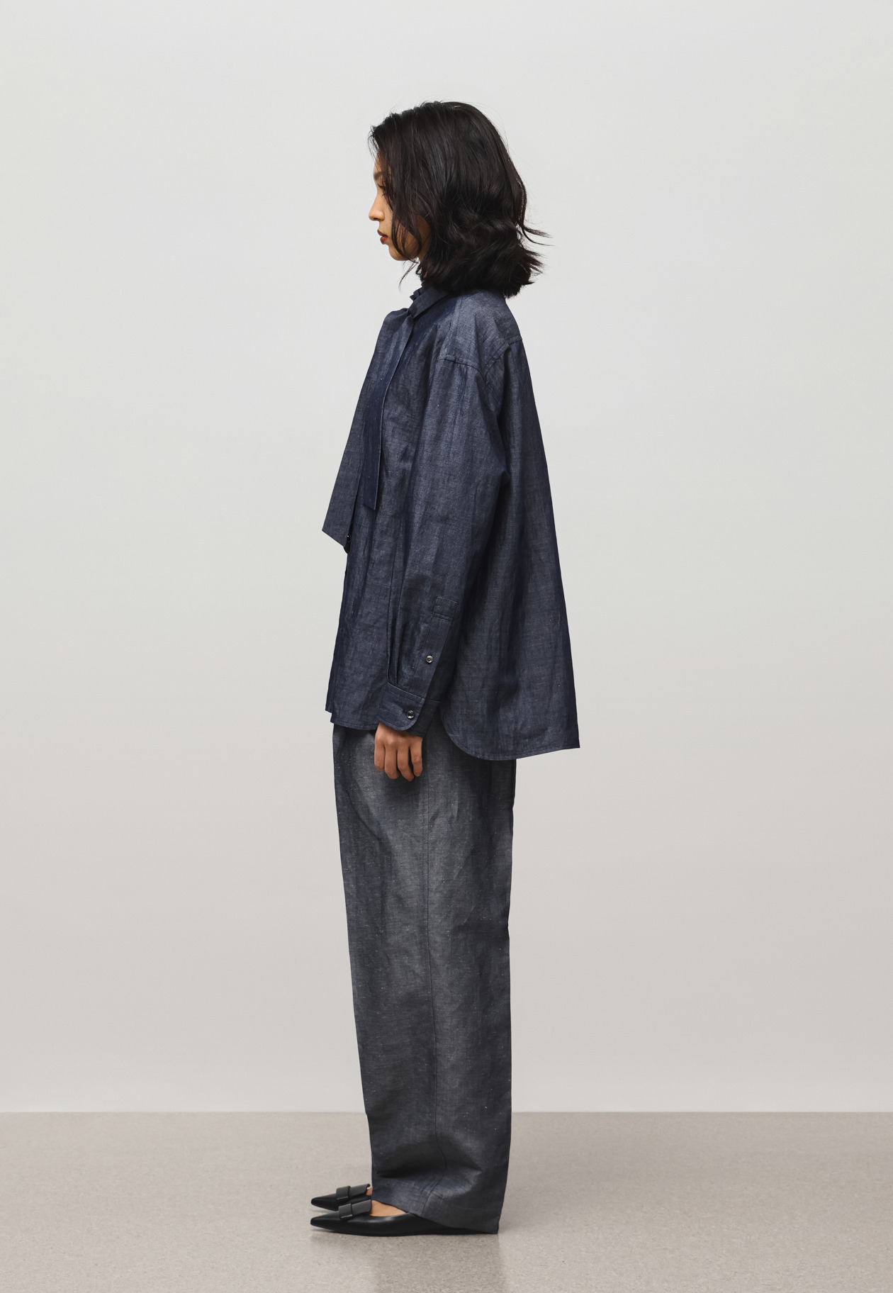 DENIM BOW SHIRT 詳細画像 Navy 2