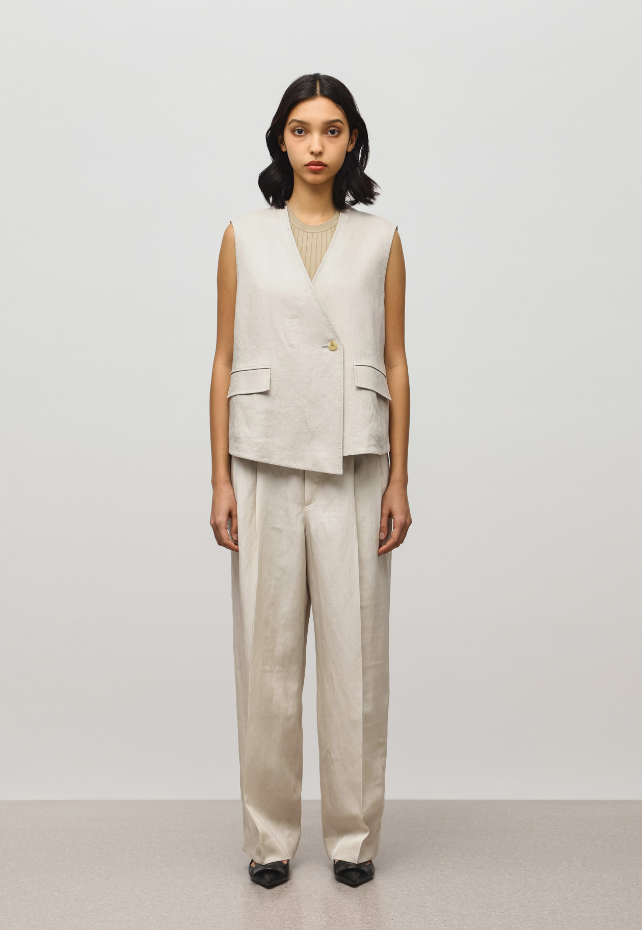 LINEN TWILL GILET 詳細画像 Beige 1