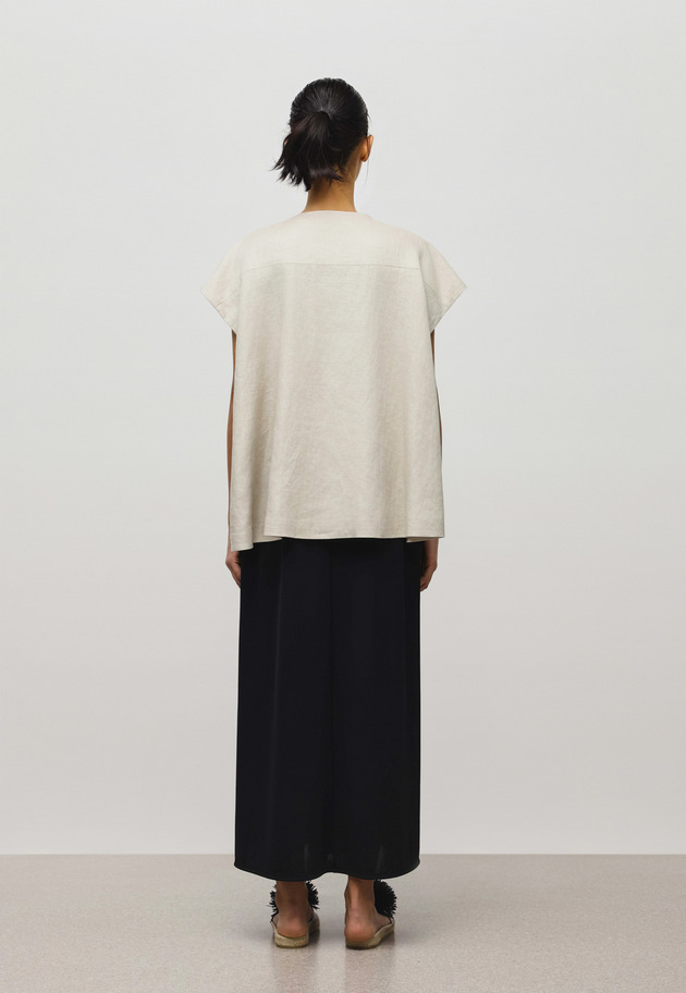 LINEN TWILL PONCHO GILET 詳細画像 Beige 3