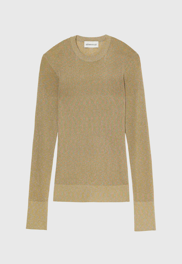 LAME RIB CREW NECK KNIT / ラメリブクルーネックニット 詳細画像 Beige 1