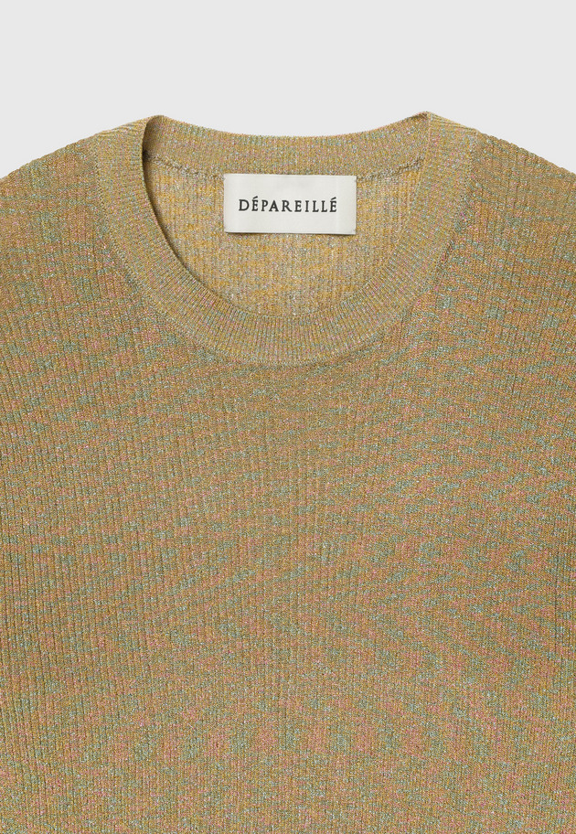 LAME RIB CREW NECK KNIT / ラメリブクルーネックニット 詳細画像 Beige 3