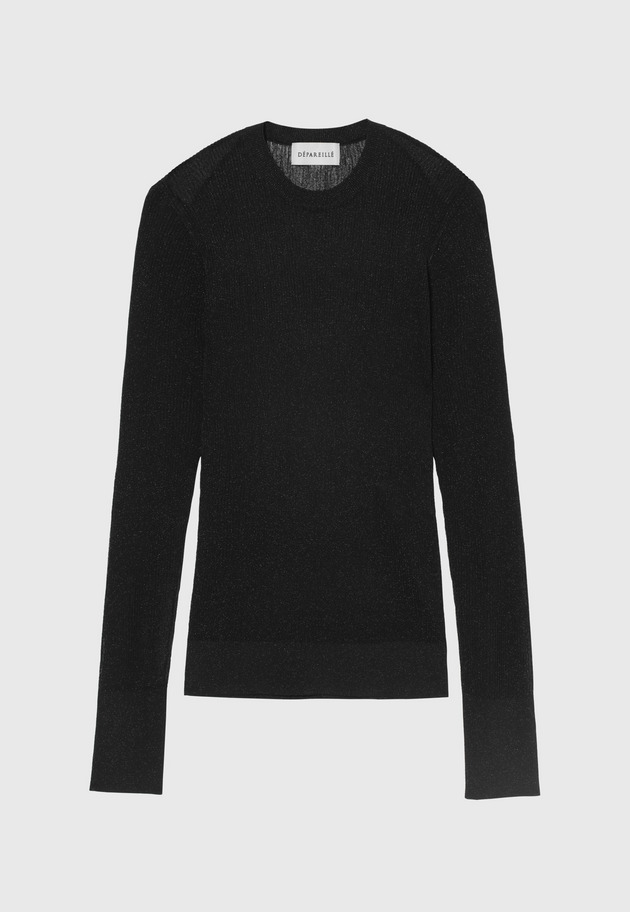 LAME RIB CREW NECK KNIT / ラメリブクルーネックニット 詳細画像 Black 1