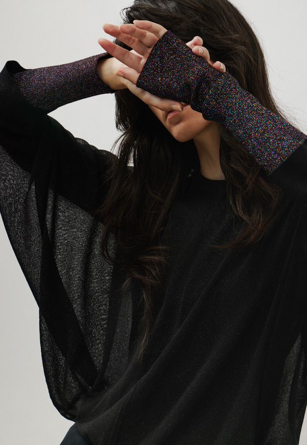 LAME DOLMAN CREW NECK KNIT / ラメドルマンクルーネックニット 詳細画像 Black 3