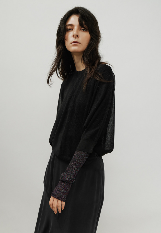 LAME DOLMAN CREW NECK KNIT / ラメドルマンクルーネックニット 詳細画像 Black 4